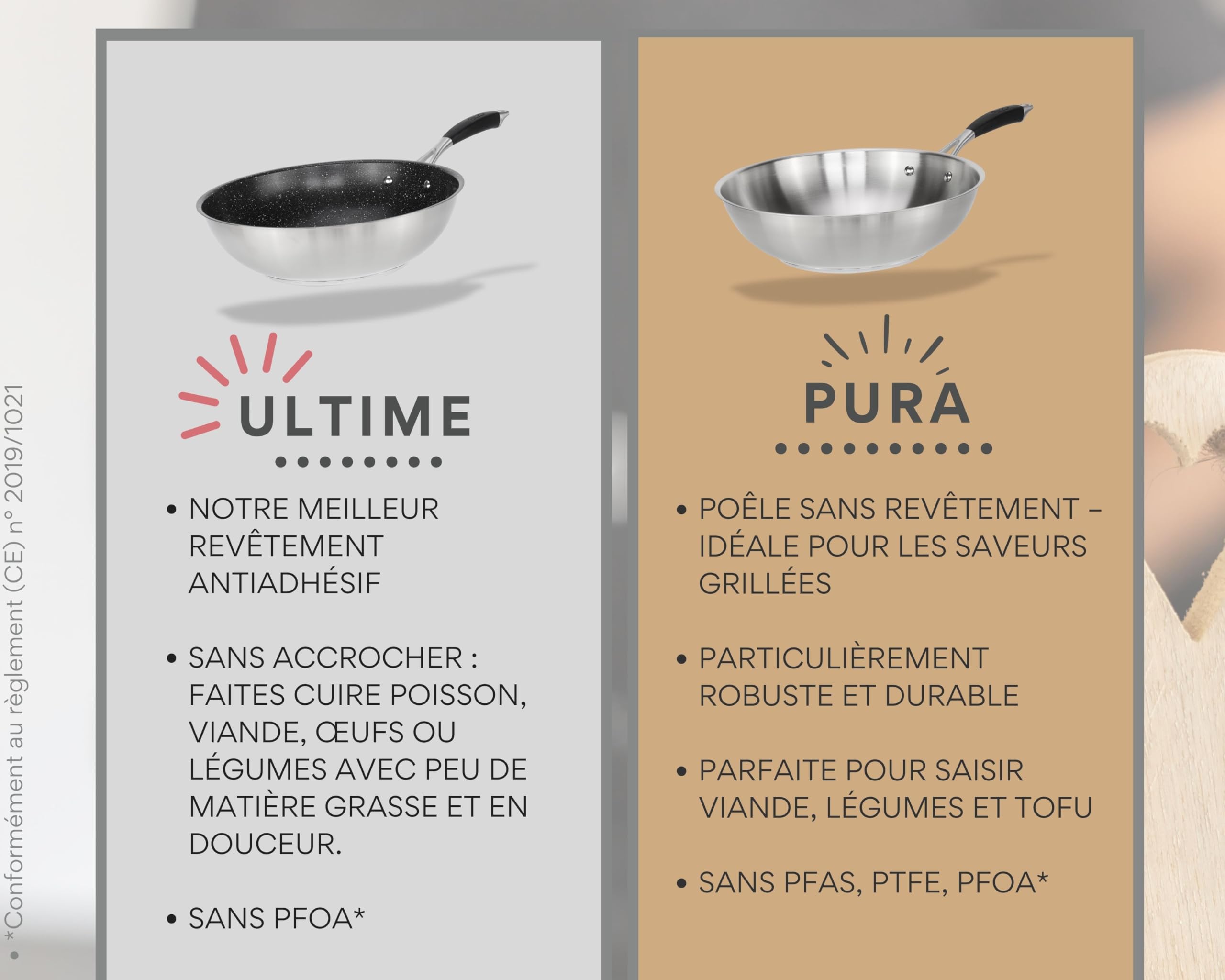 DIVORY Poêle en inox 32 cm – Sans revêtement, sans PTFE & PFOA, pour induction, grande poêle en acier inoxydable (PURA, 32 cm)