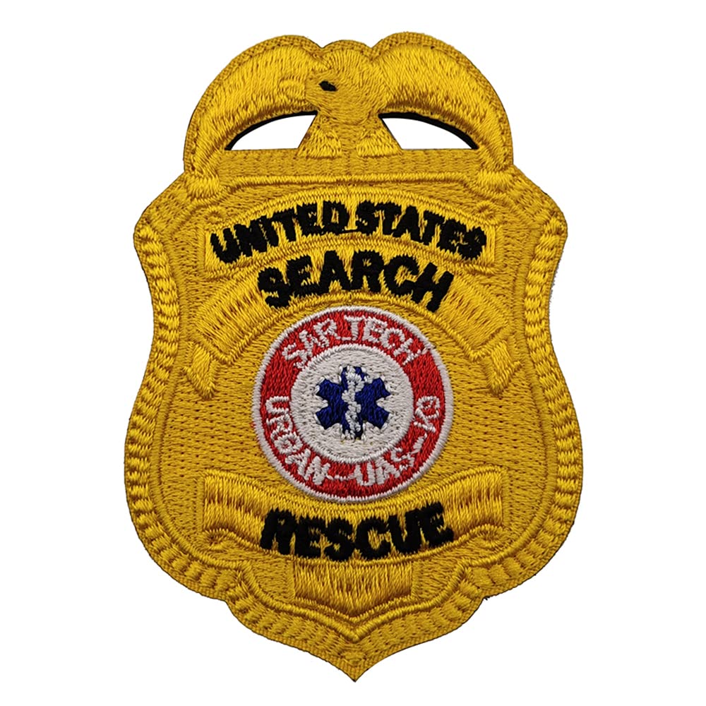 United States Search and Rescue Removable Embroidered Patches with Hook Backing for Working Dog Harnesses & Vests (Yellow)