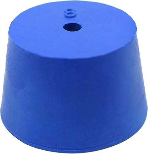 Miniatura 2 de EISCO 10PK Neoprene Stoppers, 1 Hole - ASTM Size #8-33mm Bottom, 41mm Top, 25mm Length Suitable for use with Petroleum, Oils & Most Inorganic Acids