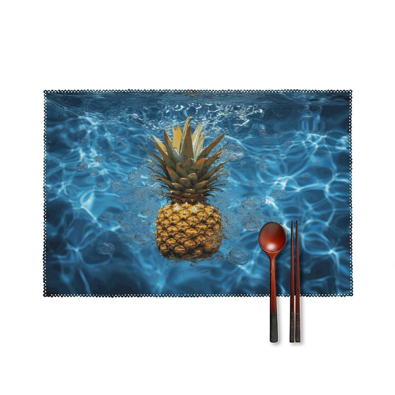 Pineapple in The Pool Placemats Set of 4 Canvas Place Mats Non-Slip Heat Resistant Table Mats Washable Waterproof Placemat Wipeable Tablemats for Kitchen Dining Decor Place Mat