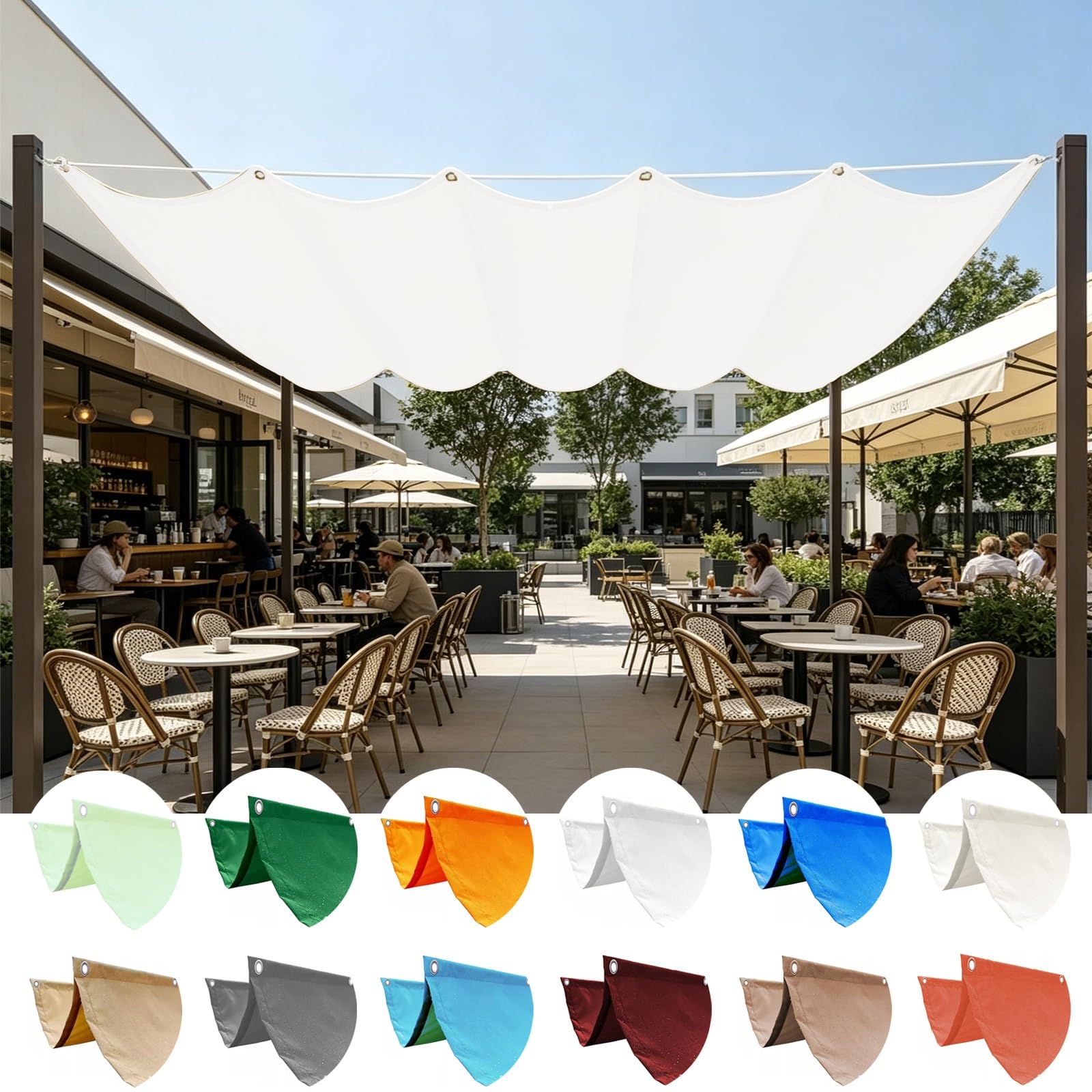 Voile d'ombrage rétractable 130x300 cm en polyester PES blanc de 180g m² pour terrasse