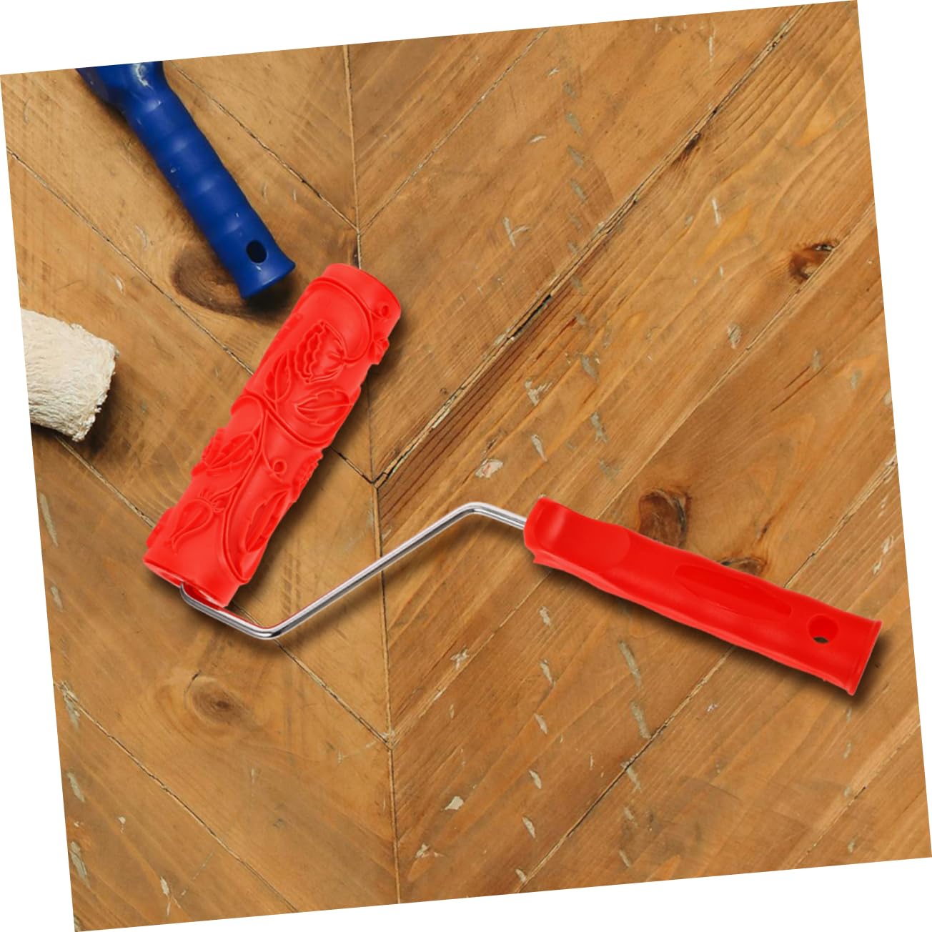 DOITOOL Rodillo de Pintura de Goma Texturizado Rojo 7 Pulgadas Efecto Relieve para Decoración de Paredes DIY Pack de 2 Piezas Práctico y Duradero