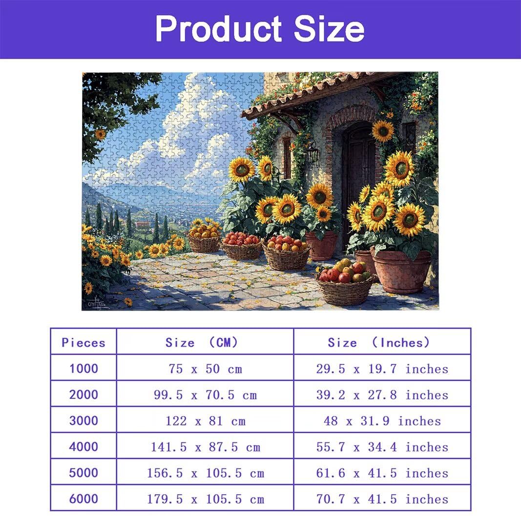 Puzzle 1000 sztuk krajobrazy, puzzle słonecznik dla dorosłych, wymagająca łamigłówka dla dorosłych, drewniana łamigłówka dla całej rodziny, puzzle z pudełkiem do dekoracji domu, prezent dla kobiet