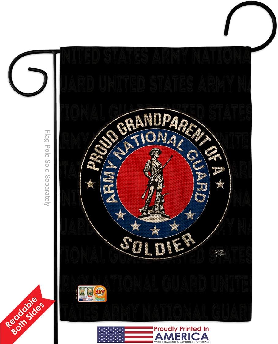 National Guard Army Proud Grandparent Soldier Burlap Garden Flag Armed Forces ANG United State American Military Veteran Retire Official Small Gift Yard House Banner Double-Sided 13 X 18.5