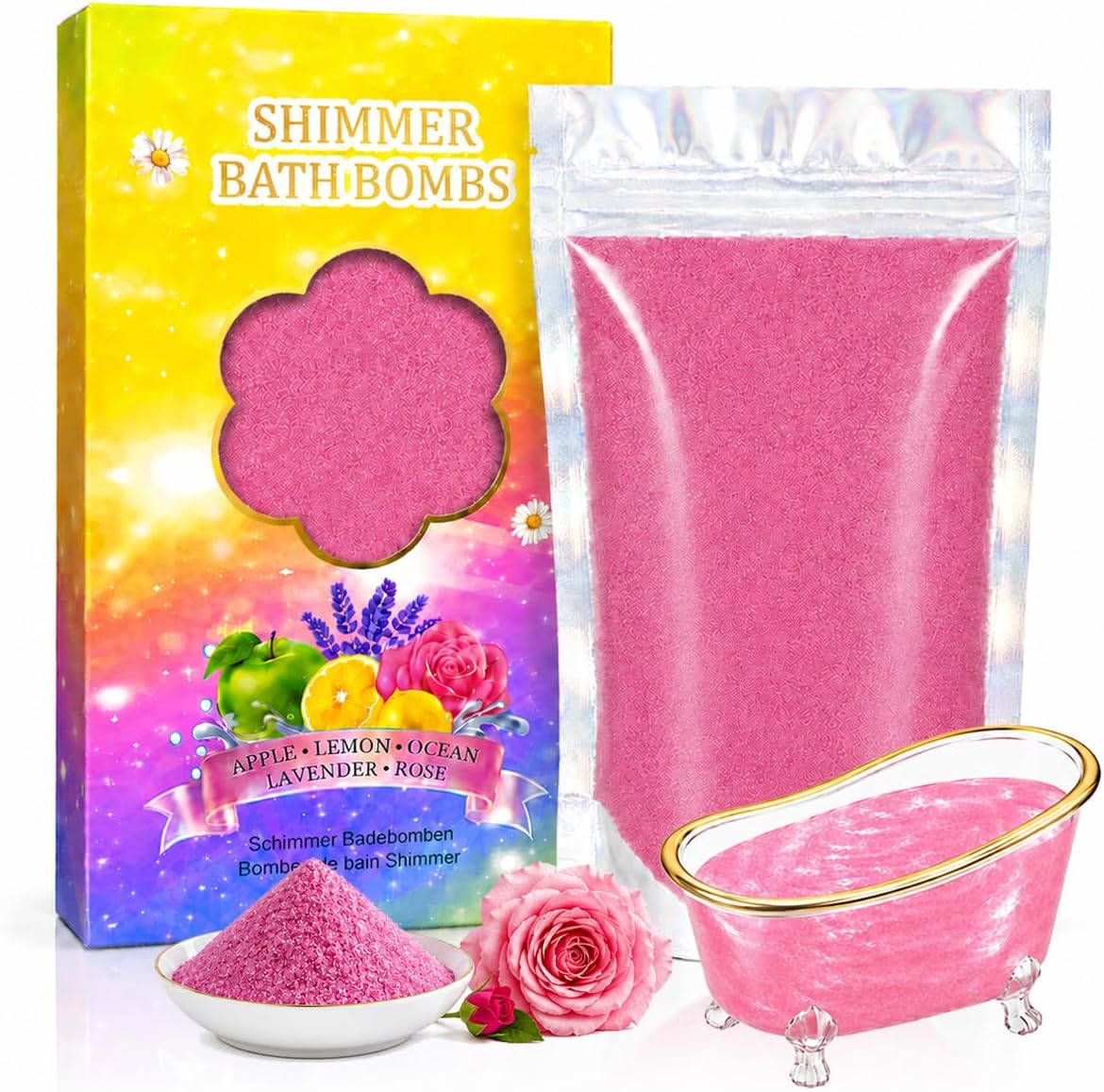 Shimmer Bath Bombs, Bagged Bathbomb Sparkling Bath Dust