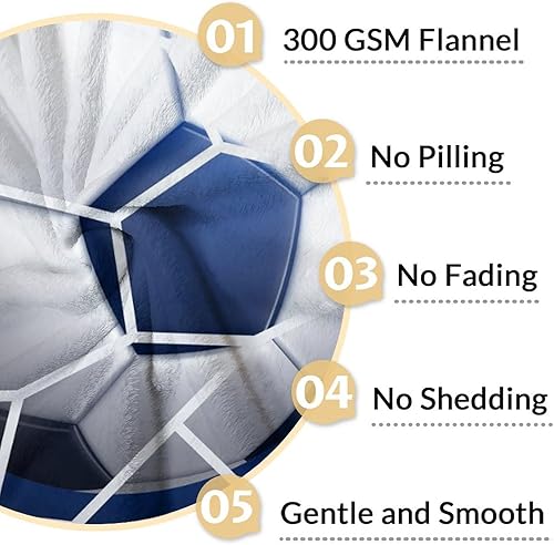 Miniatura 4 de Regalos de fútbol personalizados, manta grande de 50 x 60 pulgadas para niños y niñas, manta suave y acogedora para equipo de fútbol, manta