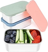 Caperci 3-Pack Large Stainless Steel Snack Containers with Silicone Lids - 15oz Reusable Small Food Storage Deli Containers for Snacks & Meal Prep, Leak-Proof, Easy Open & BPA-Free (440ML)