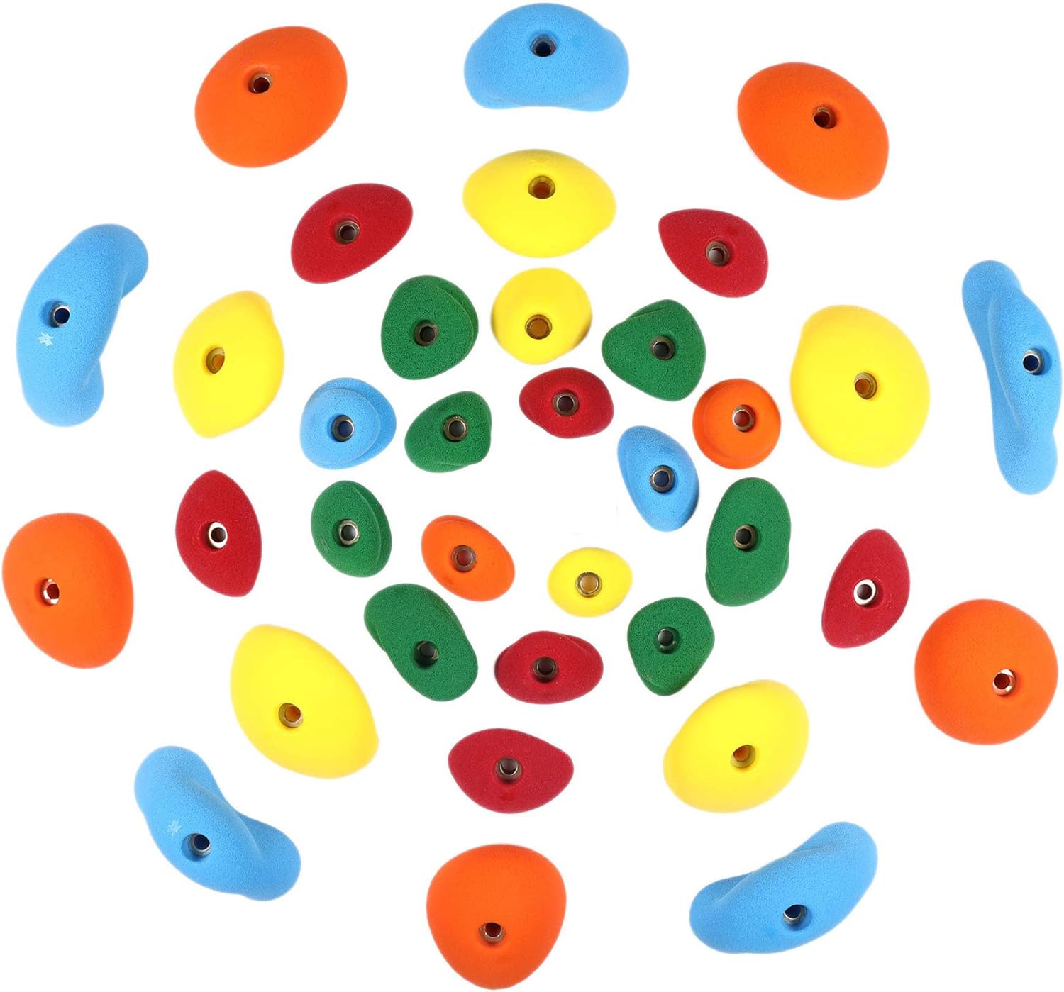 Atomik Rock Climbing Holds Set of 35 Steep Wall Holds in Assorted Bright Tones