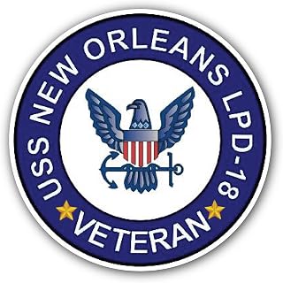2 (Pieces) 3" and 5" USS New Orleans LPD-18 Veteran Sticker, Waterproof Vinyl Decals for Many Purpose Like Cars, Trucks, Laptops, Phones, Windows and More