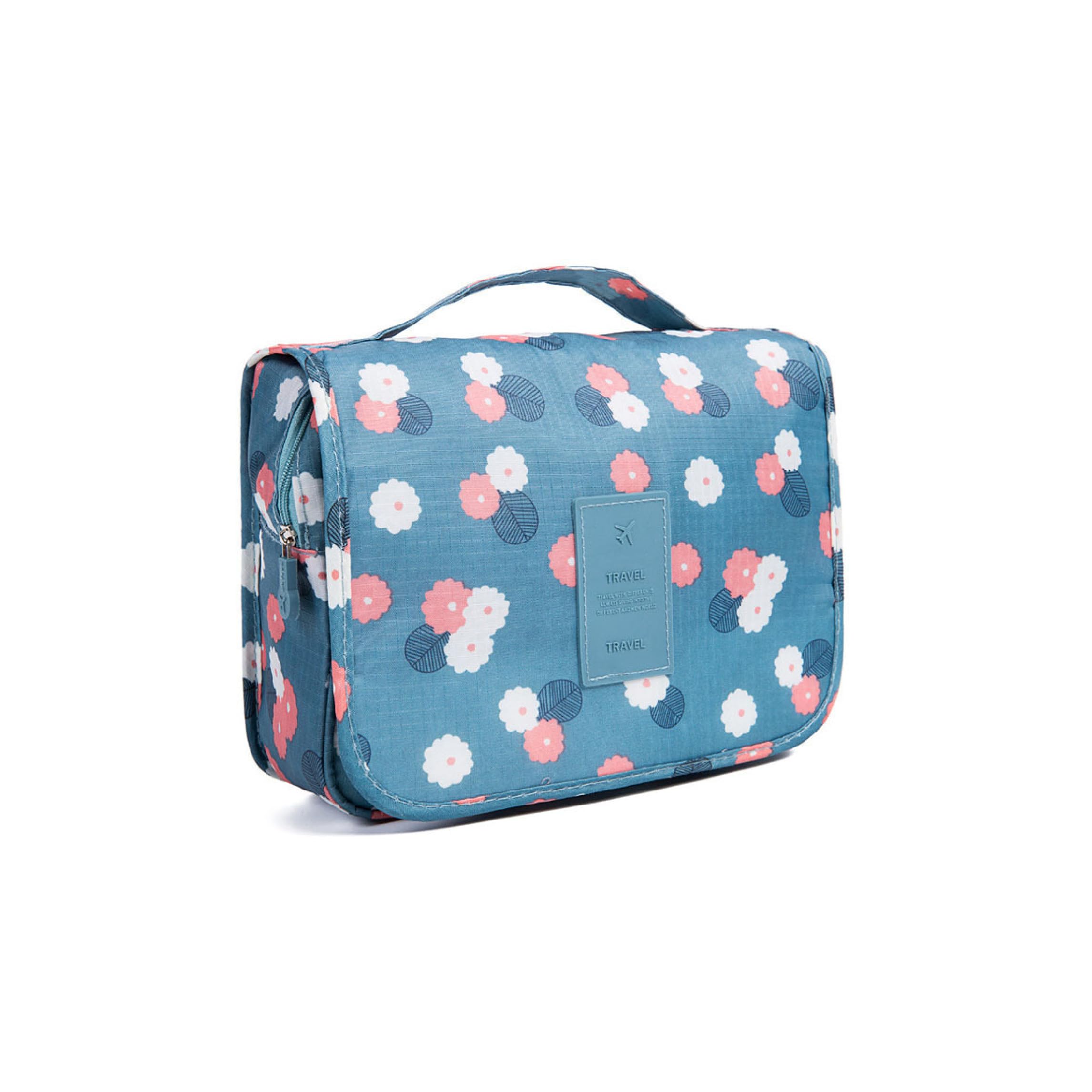 DULSPUE Neceser Viaje,Neceser Mujer,Neceser Hombre,Viajes Accesorios,Bolsa de Almacenamiento de Viaje Bolsa de Almacenamiento Colgante Bolsa de cosméticos (Flores Azules)