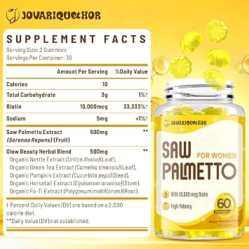 Saw Palmetto for Women, DHT Blocker Hair Growth Supplement, 120 Gummies
