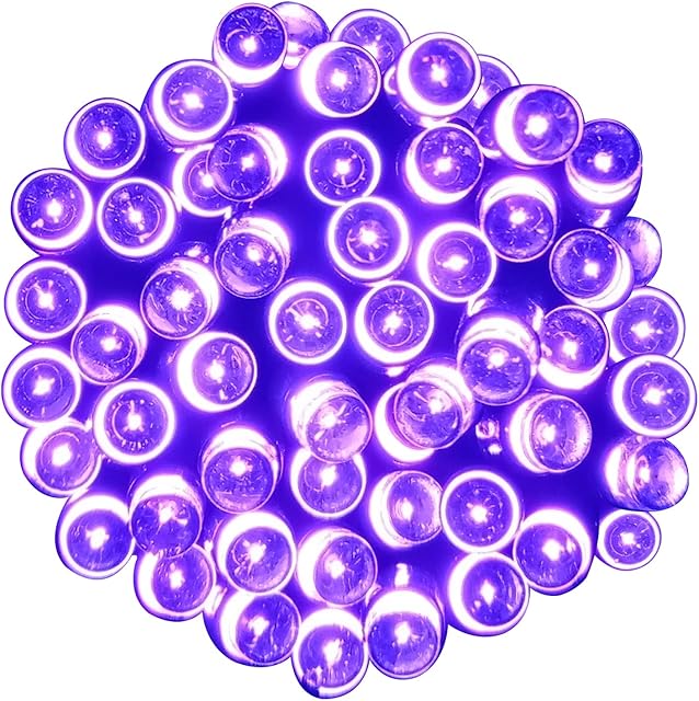 Tuokay Super Bright Plug in Fairy Lights with Memory Function, 12m 100 LED Christmas Lights, Halloween Decorative Indoor String Lights for Xmas Tree, Gazebo Patio Yard Fence Wedding Ornament (Purple)