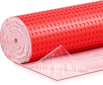 Drydiet 108sqft Uncoupling Membrane for Tile Floor Self-Adhesive Tile 1/83.3mm Uncoupling Membrane Waterproof Crack Prevention Anti Fracture Floor Underlayment for Kitchen Bathroom Red
