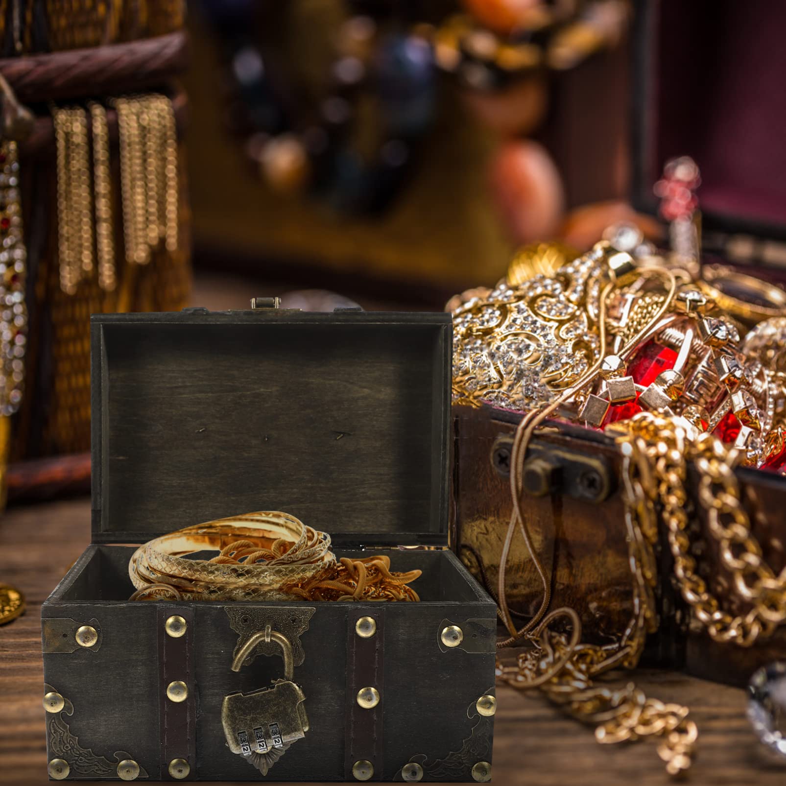 DECHOUS Vintage Schmuckkästchen mit Schloss Elegante Aufbewahrungsbox für Ringe und Schmuck für Schmuckladen oder Zuhause