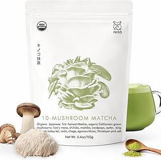FKRO Organic Mushroom Matcha Powder | Adaptogenic Mushroom Matcha with Lion’s Mane, Reishi, Cordyceps & Chaga | 10 Functional Mushrooms + Japanese Matcha Green Tea Powder | Energy, Focus & Immune Support | 30 Servings (153g / 5.4oz)