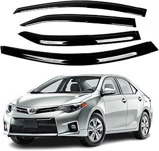 Fits for Toyota Corolla 2014 2015 2016 2017 2018 2019 Safe Smoke Window Visor Set - 2 mm Thickened Sun, Rain, and Vent Protection, 4-Piece Tape-On Window Deflector Guard Kit
