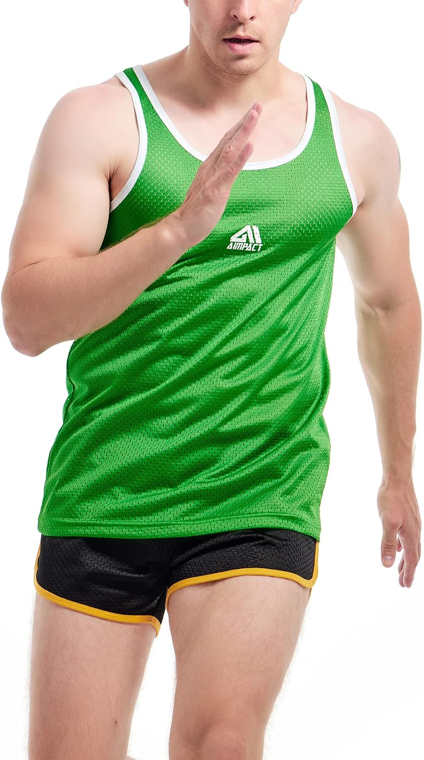 AIMPACT Men's Mesh Quick Dry Athletic Workout Tank Tops image 5