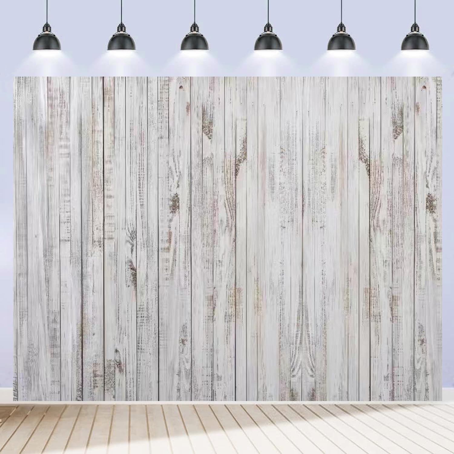 White Wood Backdrop 10x8ft for Photoshoot Rustic Wooden Board Floor Panel Wall Plank Backdrops for Photography Baby Shower Birthday Party Background