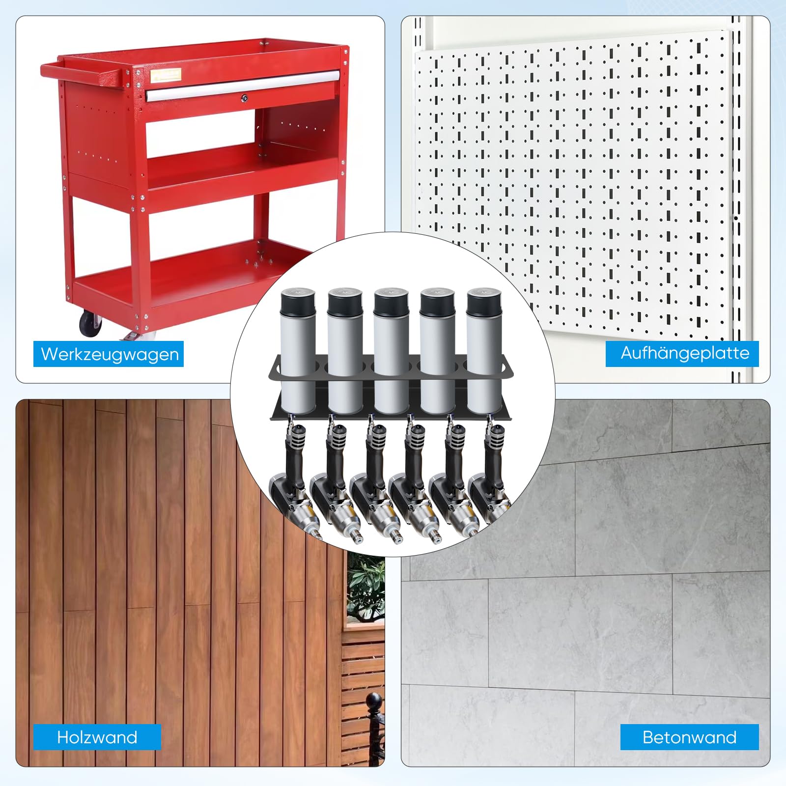Spraydosenhalter 2Stück Metall-Wandhalterung mit 5 Schlitzen Dosenhalter Werkstatt & Garage Sprühdosenhalter als Spraydosen Regal Robuste Wandhalterung für Hobbyraum