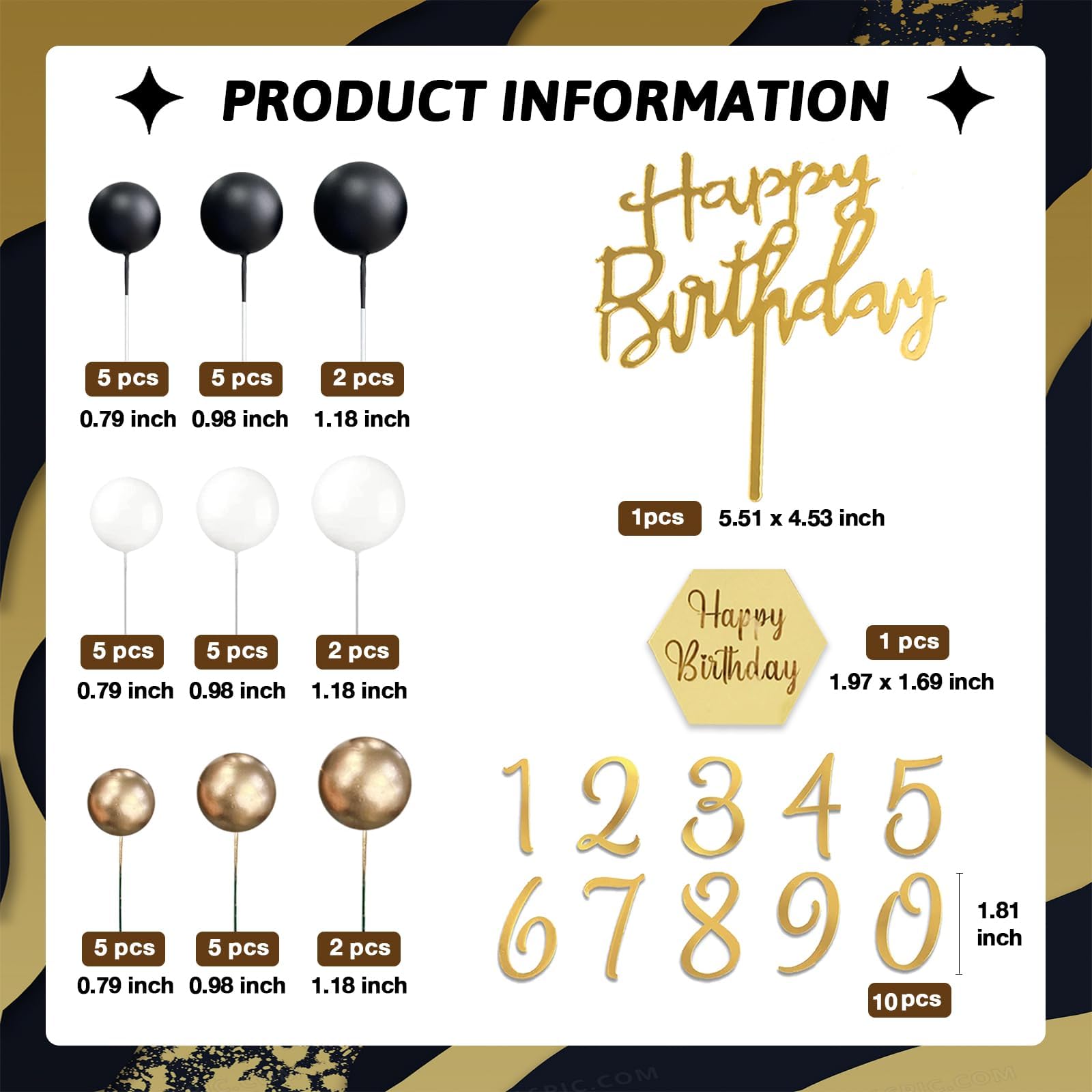 Happy Birthday Cake Topper Zahlen 0-9 – 10-teiliges Set In Gold | Acryl Tortenaufsätze Für Geburtstag & Hochzeit