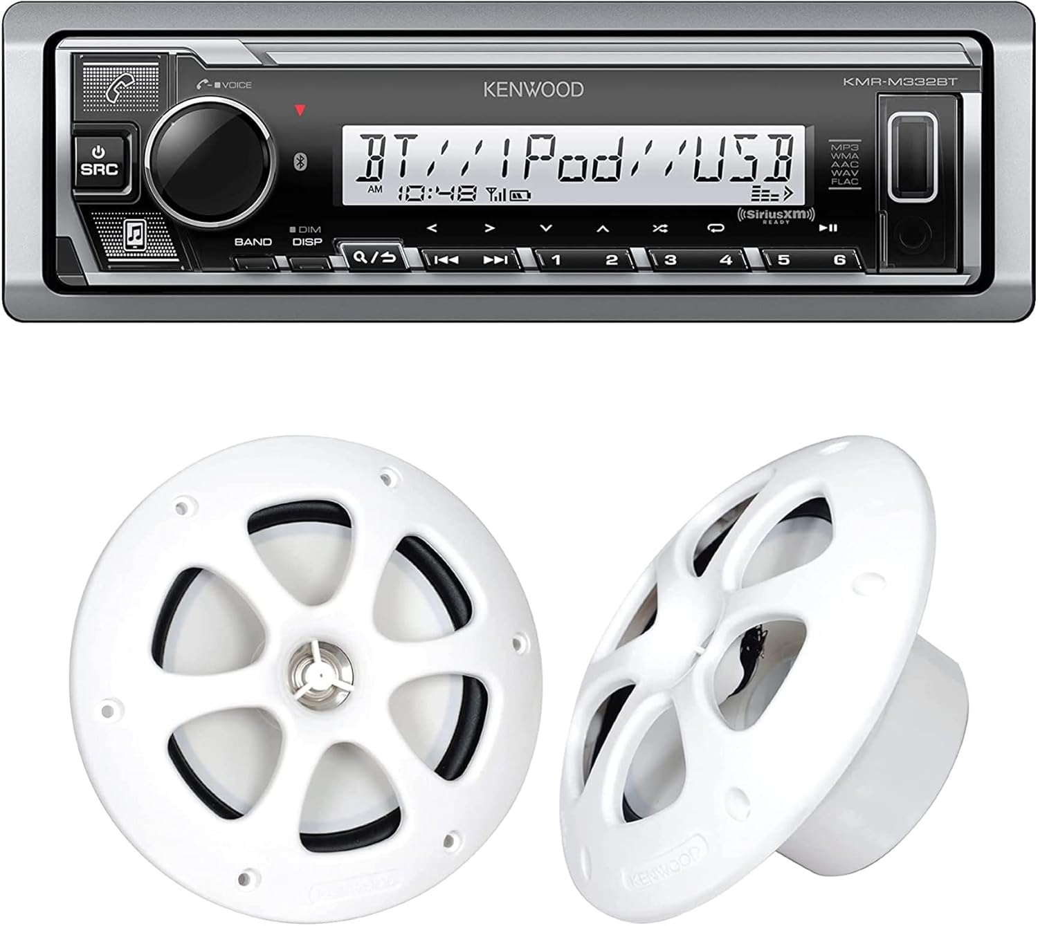 Kenwood KMRM332BT Car & Marine Stereo Plus 1x KFC1613MRB/W 6.5 Inch 2 Way