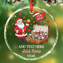 Personalized Best Realtor Ever Glass Ornament 2025, Santa Claus Realtor Christmas Ornament, Custom Real Estate Agent Glass Ornaments with Text Name & Year, Xmas Decor Gift for Real Estate Agent
