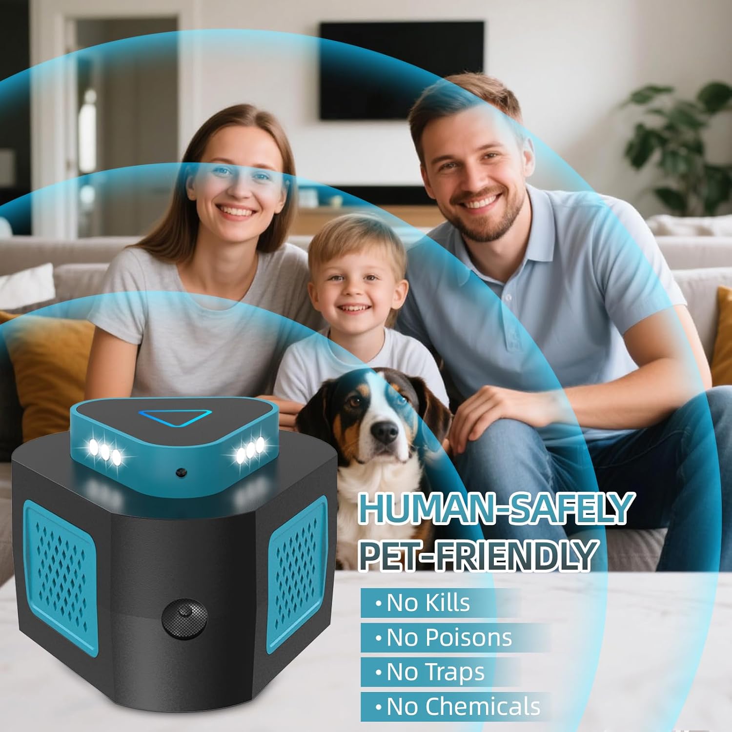 2 Pack Rodent Repellent Ultrasonic Plug in,Pest Repeller Indoor Control for Rodent Mouse Mice,Electronic Squirrel Repellent Devices with 4 Modes,Covers Up to 4000 Sq.Ft for House,Kitchen,Garage,Attic