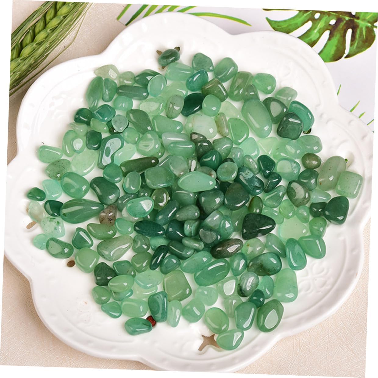 Natural Aventurine Gravel Decorative Rocks 7-9mm 2lb Aquarium Gravel Fish Tank Landscaping Stones for Aquarium Supplies and Fish Tank Decor