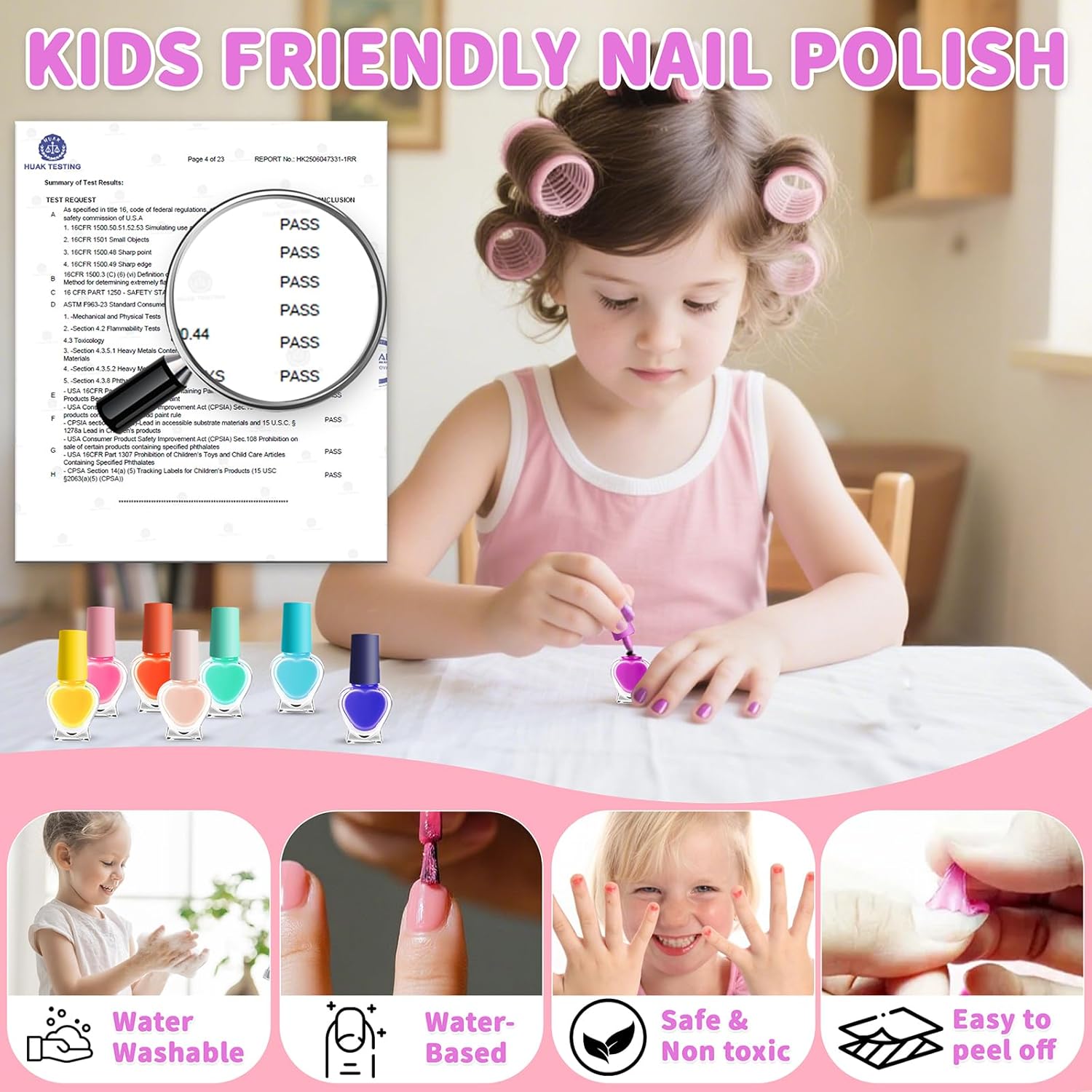 Kids Makeup Kit for Girl, Quick Dry Nail Polish Salon Kit, Peelable Nail Polish, Ideal Gift Toys for Toddlers Children Princess Christmas Birthday Gifts Toy Age 3-12 image 2 of 7 B0F4WRSKC2