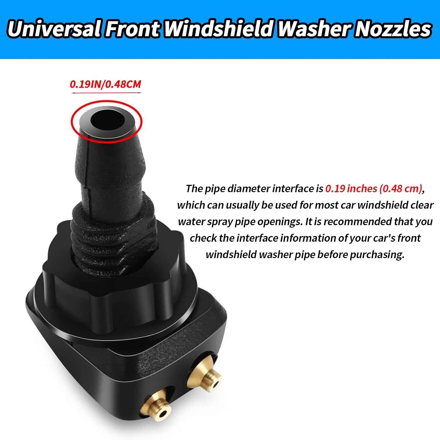 Windshield Washer Nozzle, 2Pcs Adjustable Front Automotive Replacement Windshield Wiper Nozzles, Windshield Sprayer Nozzle for Ford Honda Chrysler Subaru BMW Buick Chevrolet Dodge Jeep