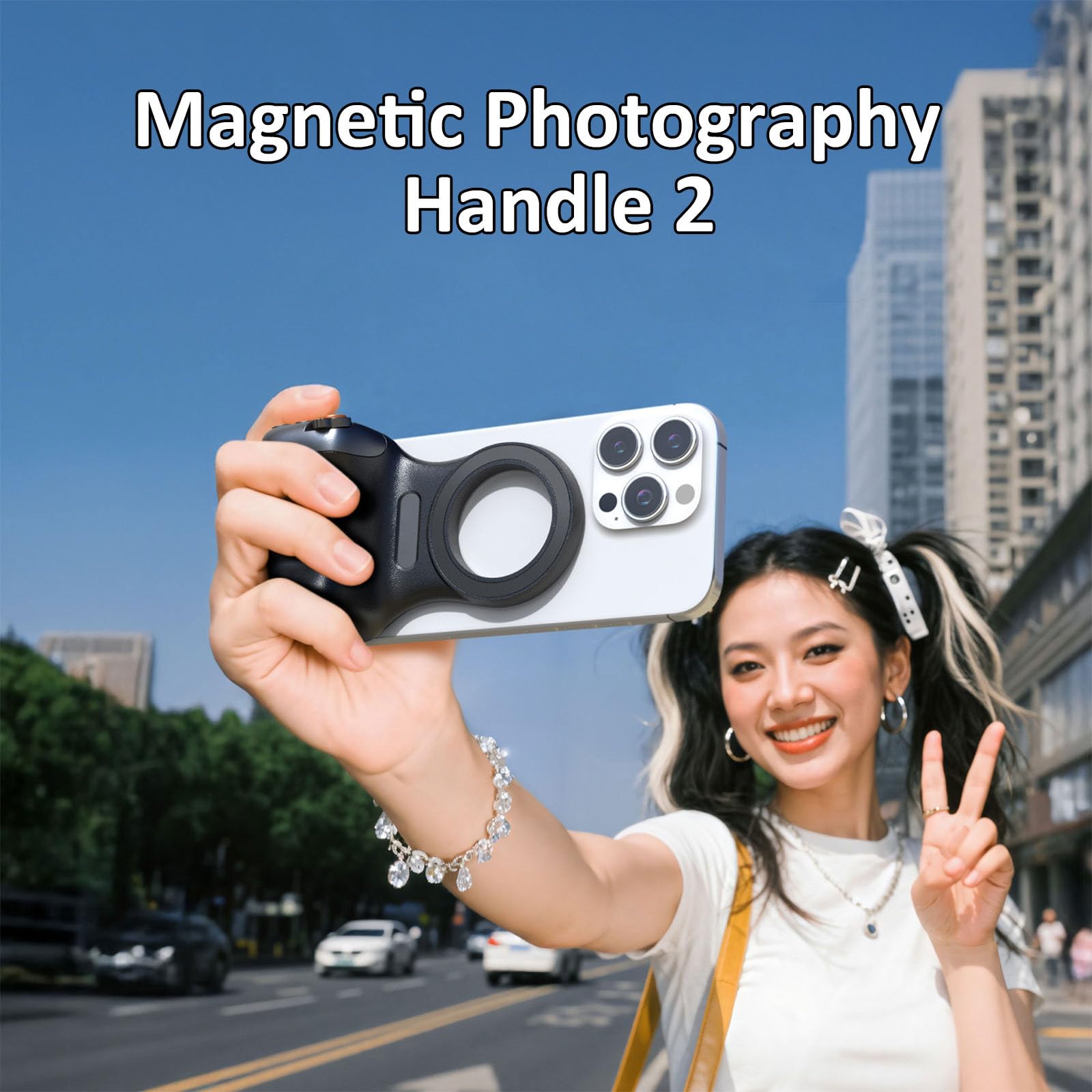 Accesorios de fotografía con agarre magnético para cámara de teléfono con juego de creador de luces para, soporte de agarre y luces de relleno para teléfono 17 Cámara magnética con juego de de