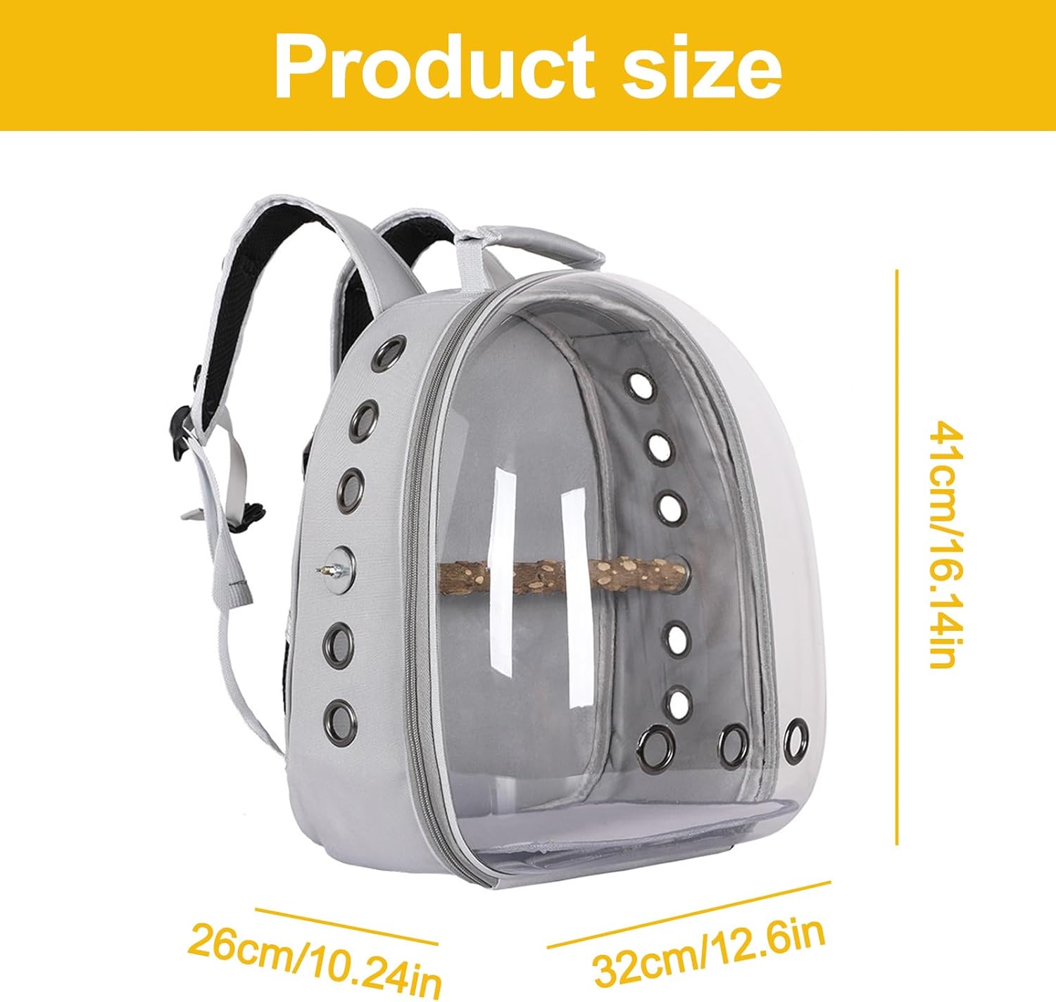 Transparent Parrot Backpack,12 Holes Ventilate Space Capsule Carrier,Stick Wooden Standing Perch,Portable Double Shoulder Outdoor Pet Backpack Carrier for Birds and Pets (Pink,Without Stick)