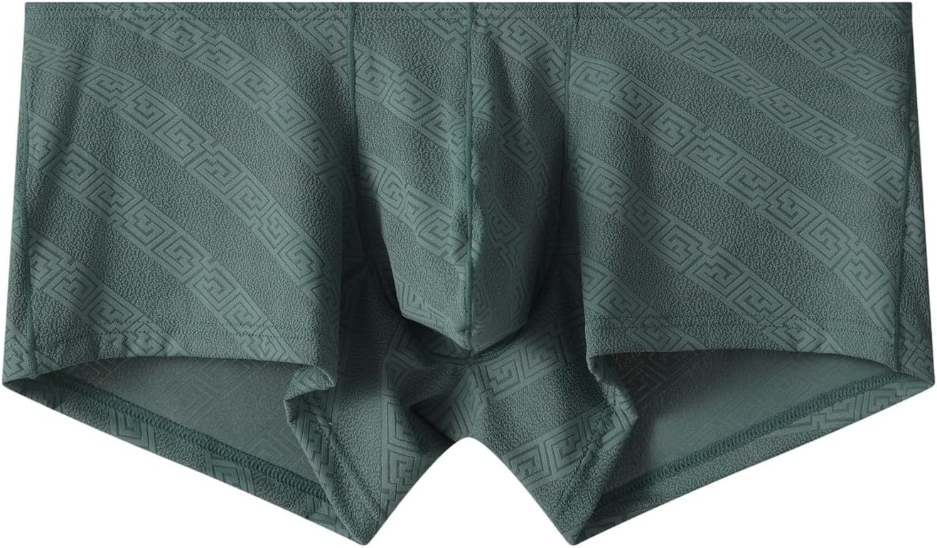 Men's Jacquard Boxer Briefs Low Rise Contour Pouch Trunks