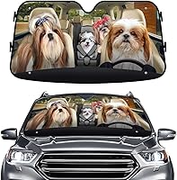 Vista 61 de GENANY Parasol Divertido para Parabrisas de Pareja de Perros Golden Retriever Lindos para Coche SUV Camión (55x30 Pulgadas), Parasol