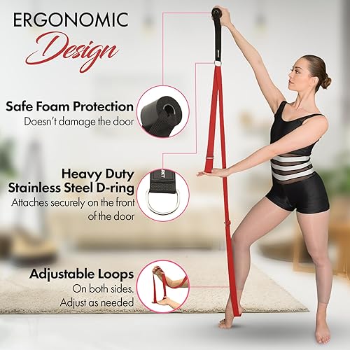 Miniatura 8 de Correa de estiramiento con anclaje de puerta, equipo de estiramiento para mejorar la flexibilidad de las piernas, entrenador de divisiones para el