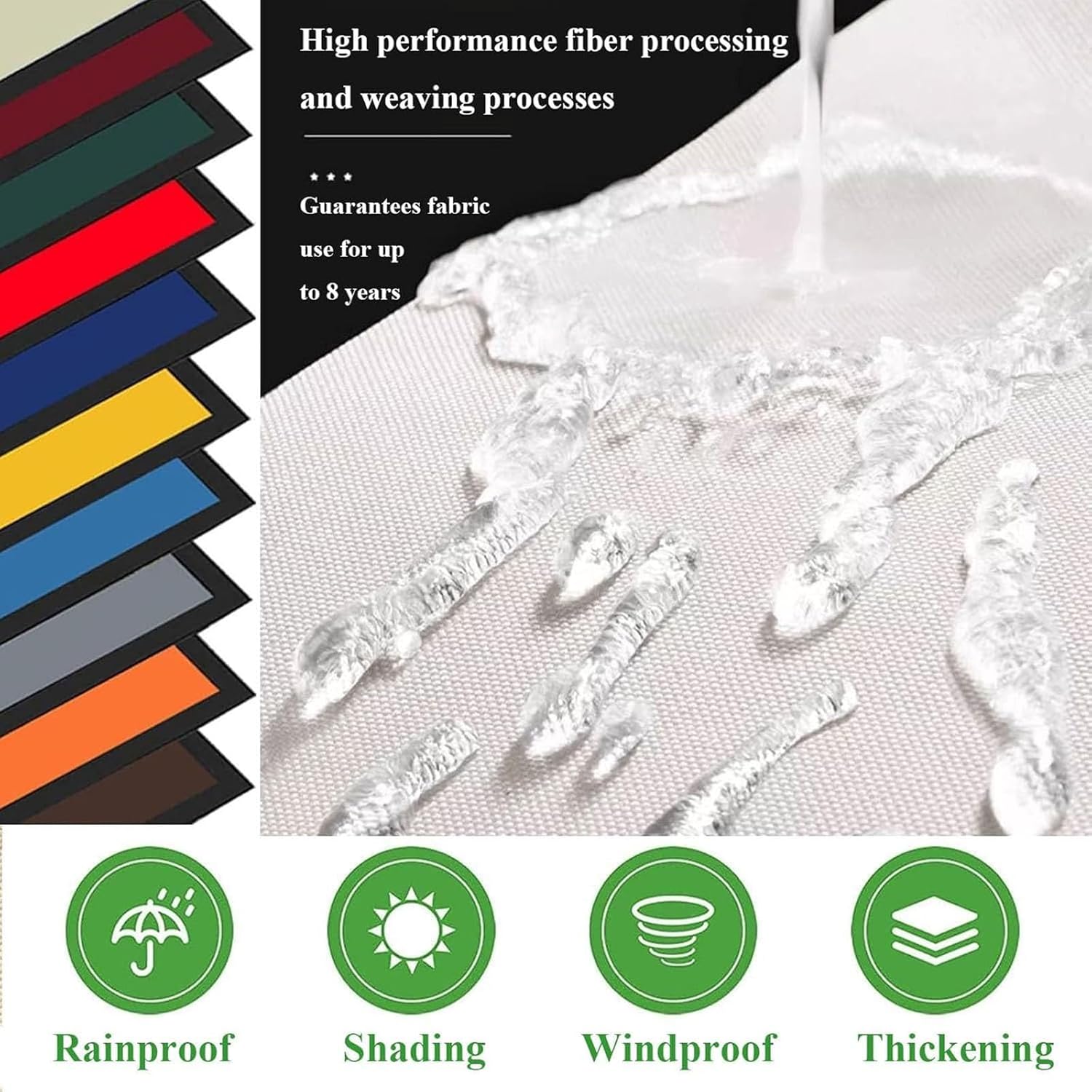 Replacement Canvas For Retractable Awning 12'X10' Patio Awning Fabric Replacement, Durable Exterior Sunshade Canopy Cloth