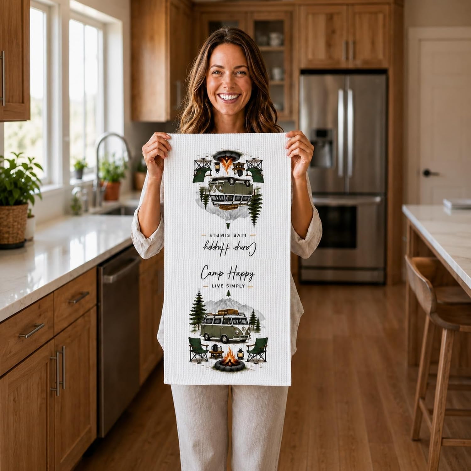 4Pcs Happy Camper Camping Dish Towels Camper Accessories for Inside image 4