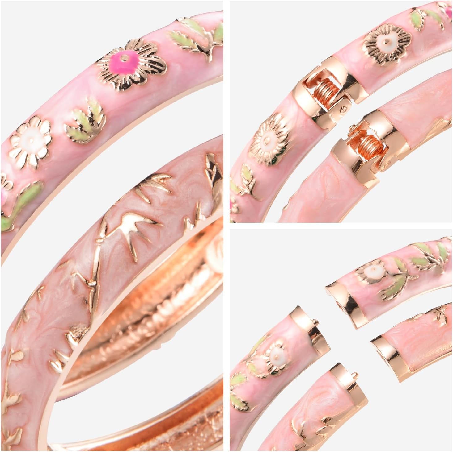 UJOY Bangles Bracelets Gorgeous Enameled Flower Cloisonne Plated Indian Jewelry Sets Box for Womens Gift - Image 5