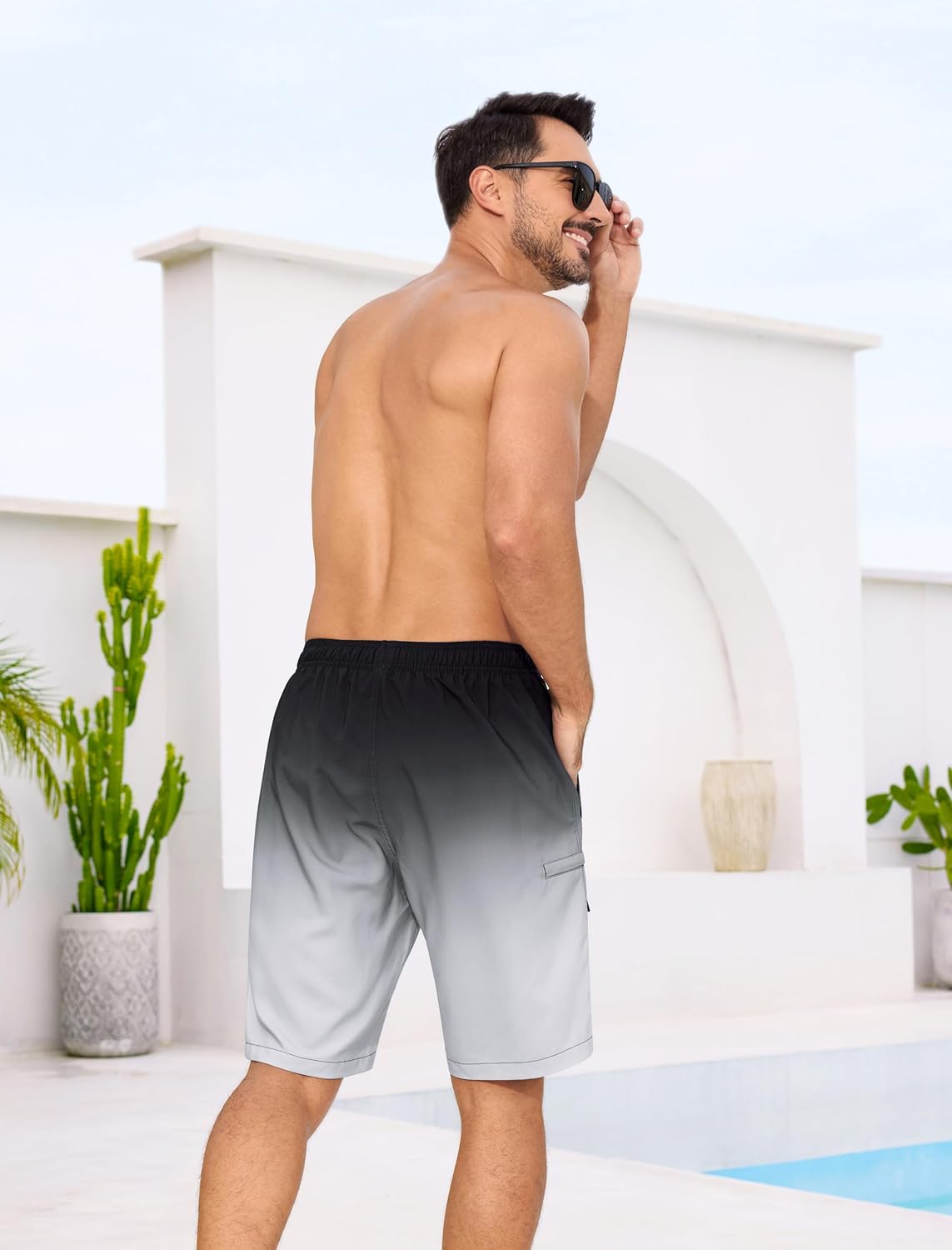 SILKWORLD Mens Swim Trunks with Compression Liner Quick Dry 9" Bathing Suit Summer Beach Swimming Shorts with Zip Pockets - Image 7