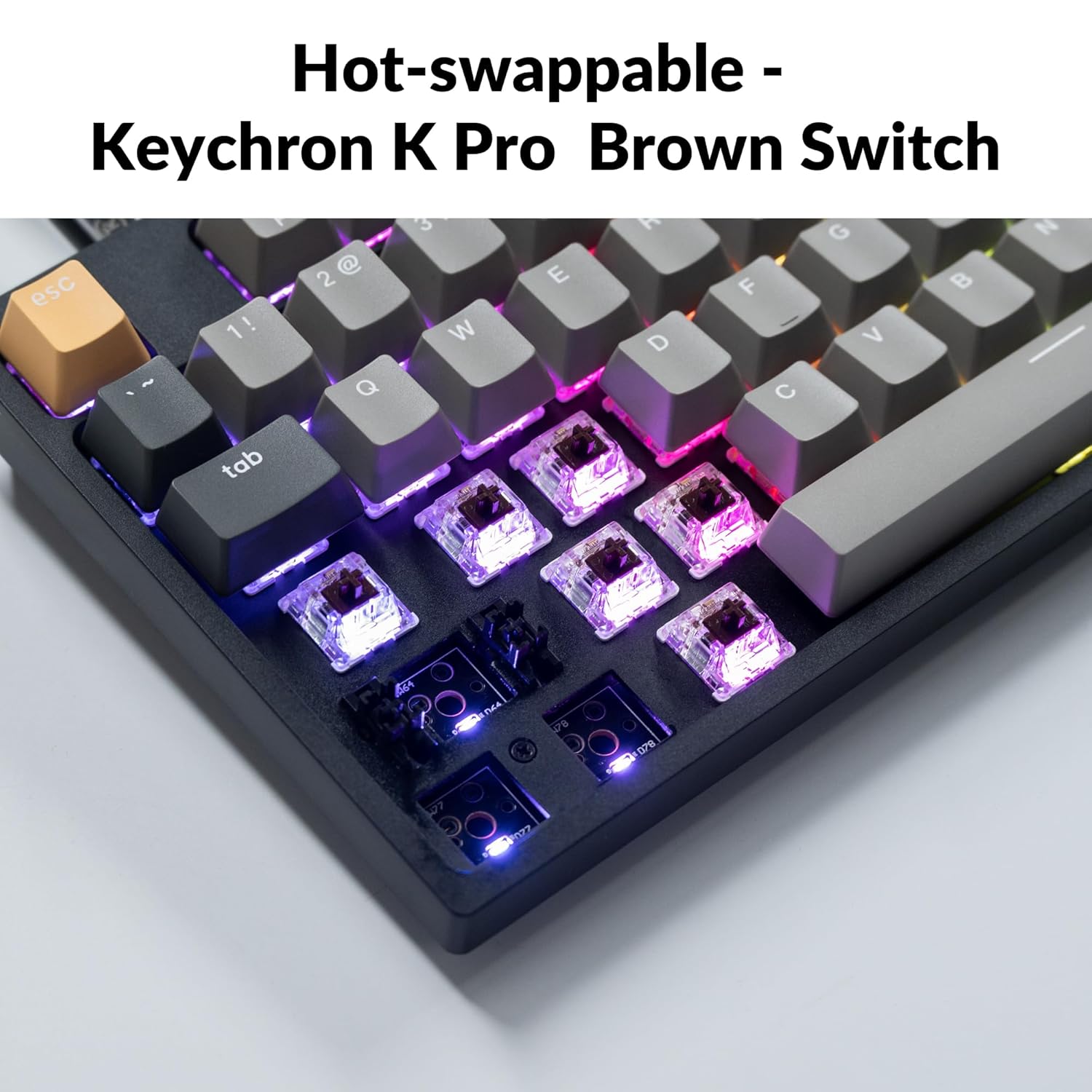 Keychron C1 Pro Wired Mechanical Keyboard TKL Layout, QMK Programmable RGB Backlit with Hot-swappable K Pro Brown Switch, OEM Profile Double-Shot PBT Keycaps Compatible for Mac Windows Linux