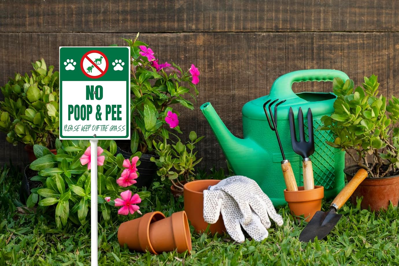 T&R Schild 'No Pooping No Peeing' – Aus Aluminium, 35,6x25,4cm, Wetterfest & UV-geschützt, Für Garten & Hof