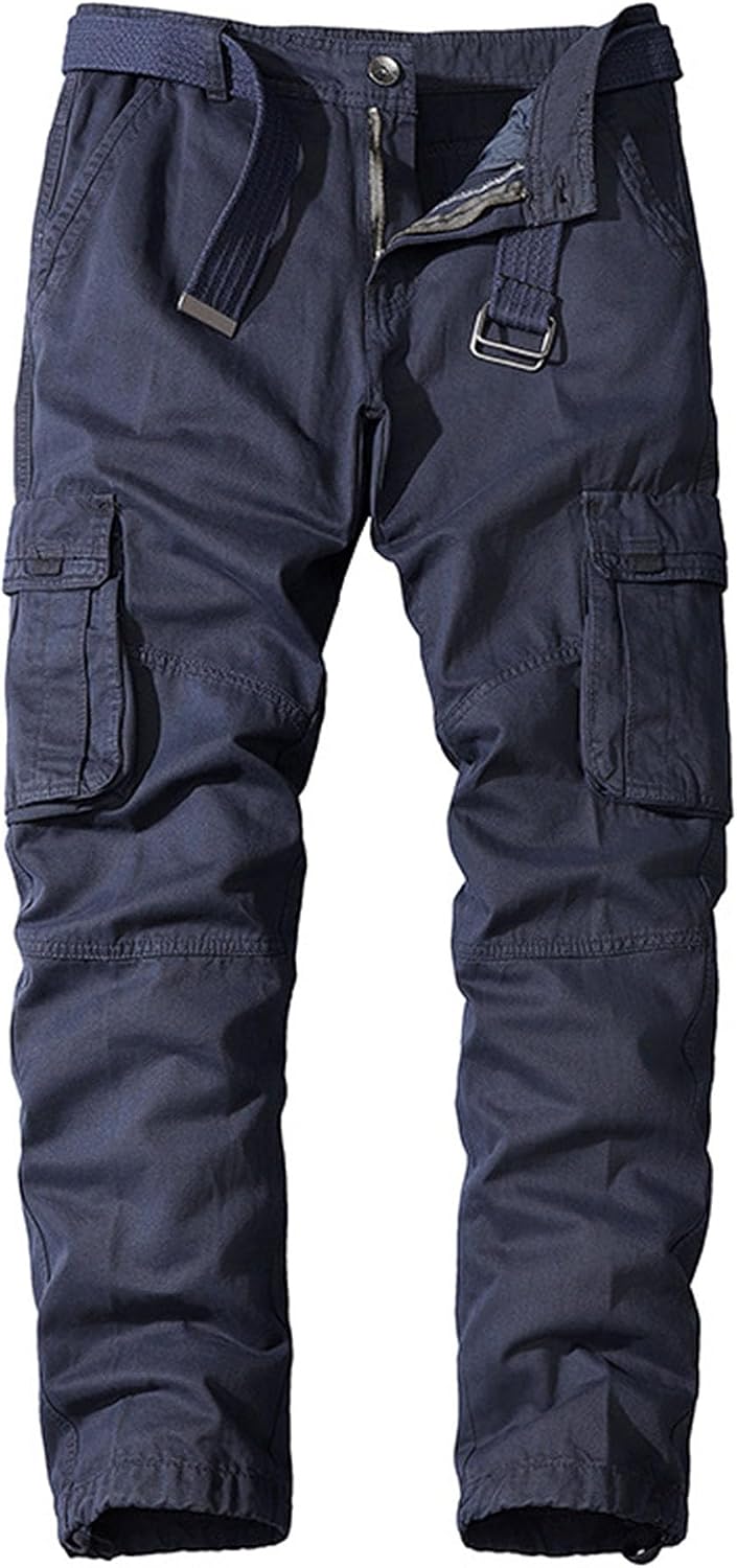 JEsilunmaMY Men's Casual Cotton Straight Cargo Pants Military Army Combat Work Pants Loose Tactical Pants with Multi Pockets
