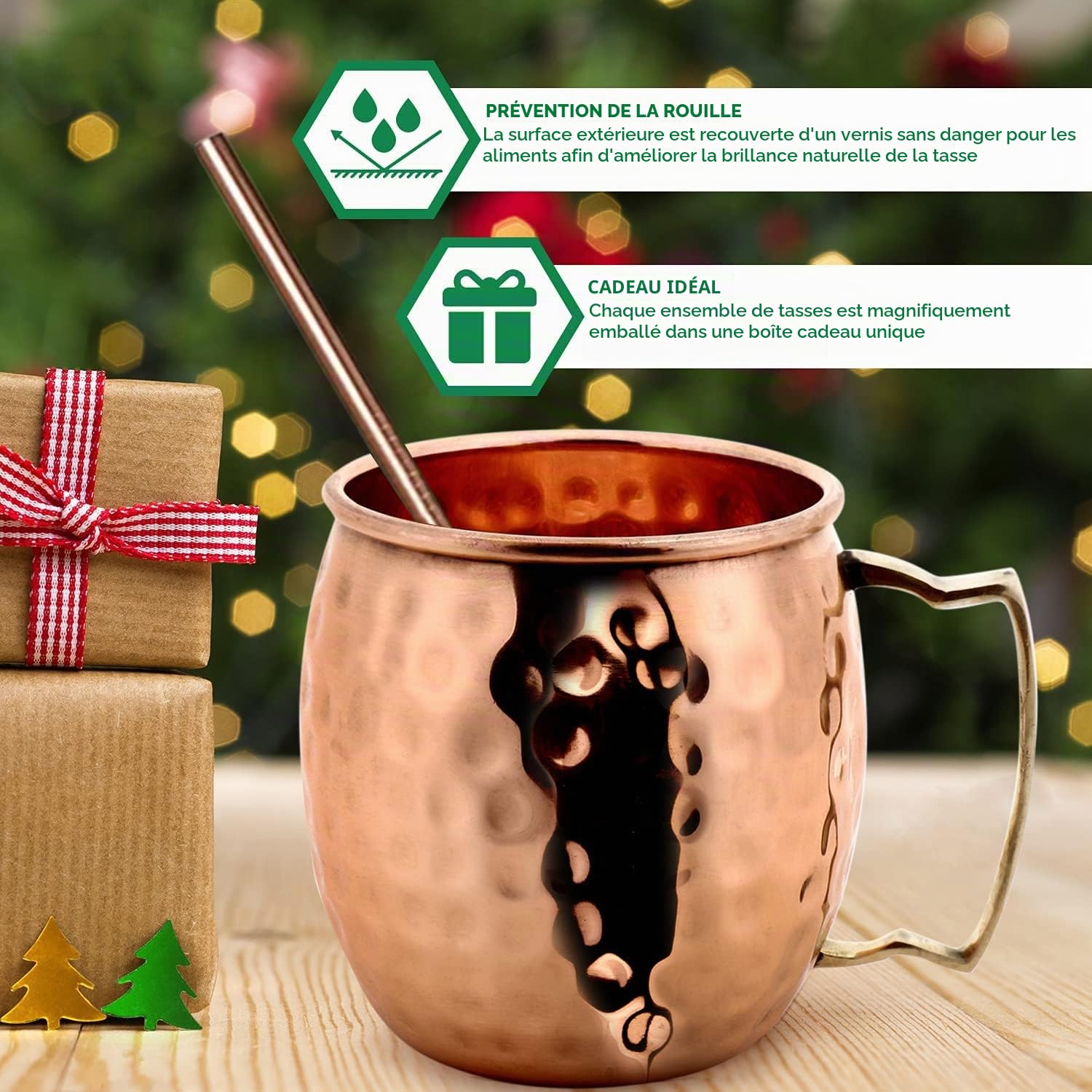 Zap Impex Moscow Mule Tasse en Cuivre - Lot de 8 - Gobelets 100% faits à la main - Verre à cocktail en cuivre de haute qualité de 400 ml