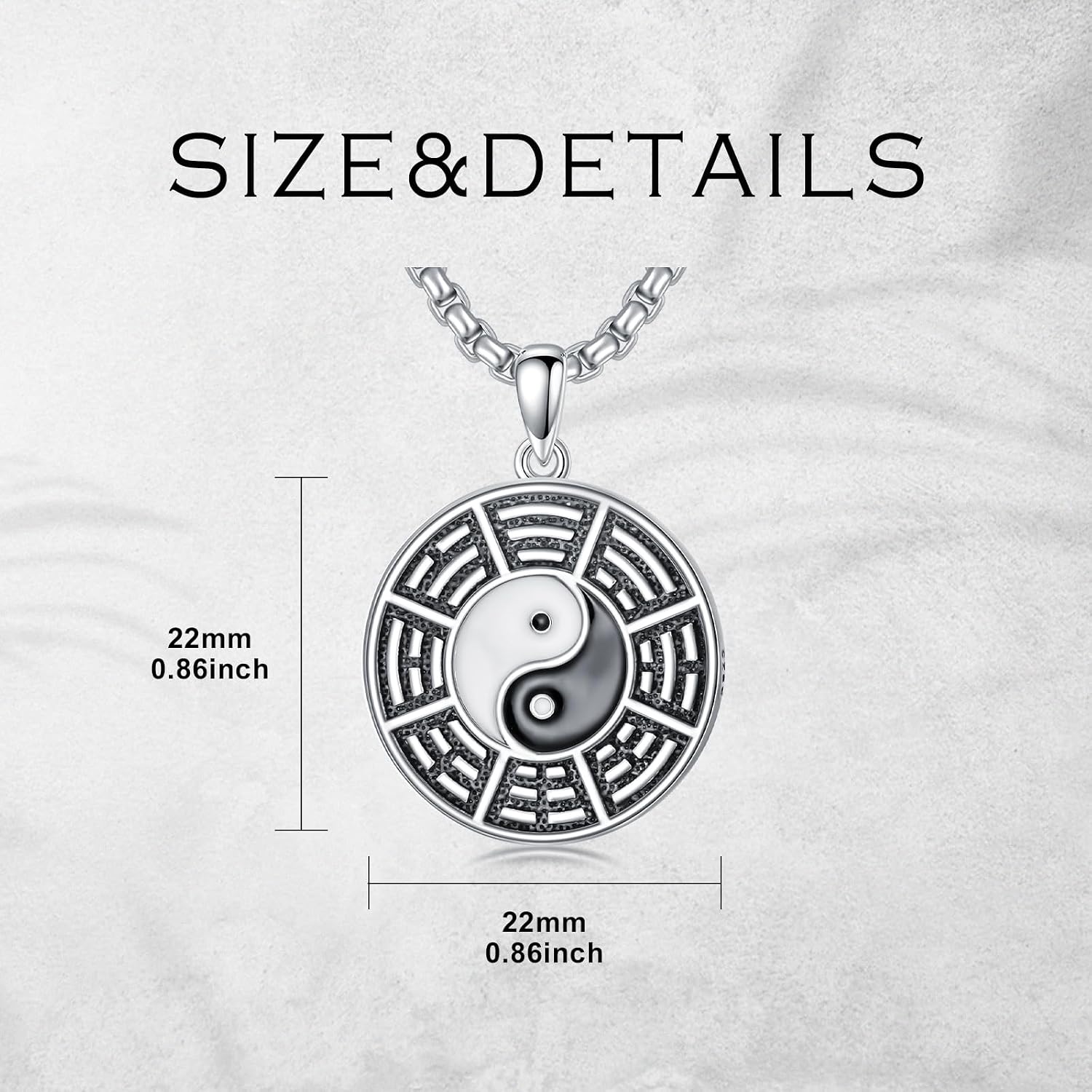 Yin Yang Necklace for Men 925 Sterling Silver TaiChi Amulet Pendant Jewelry Gifts for Women Men