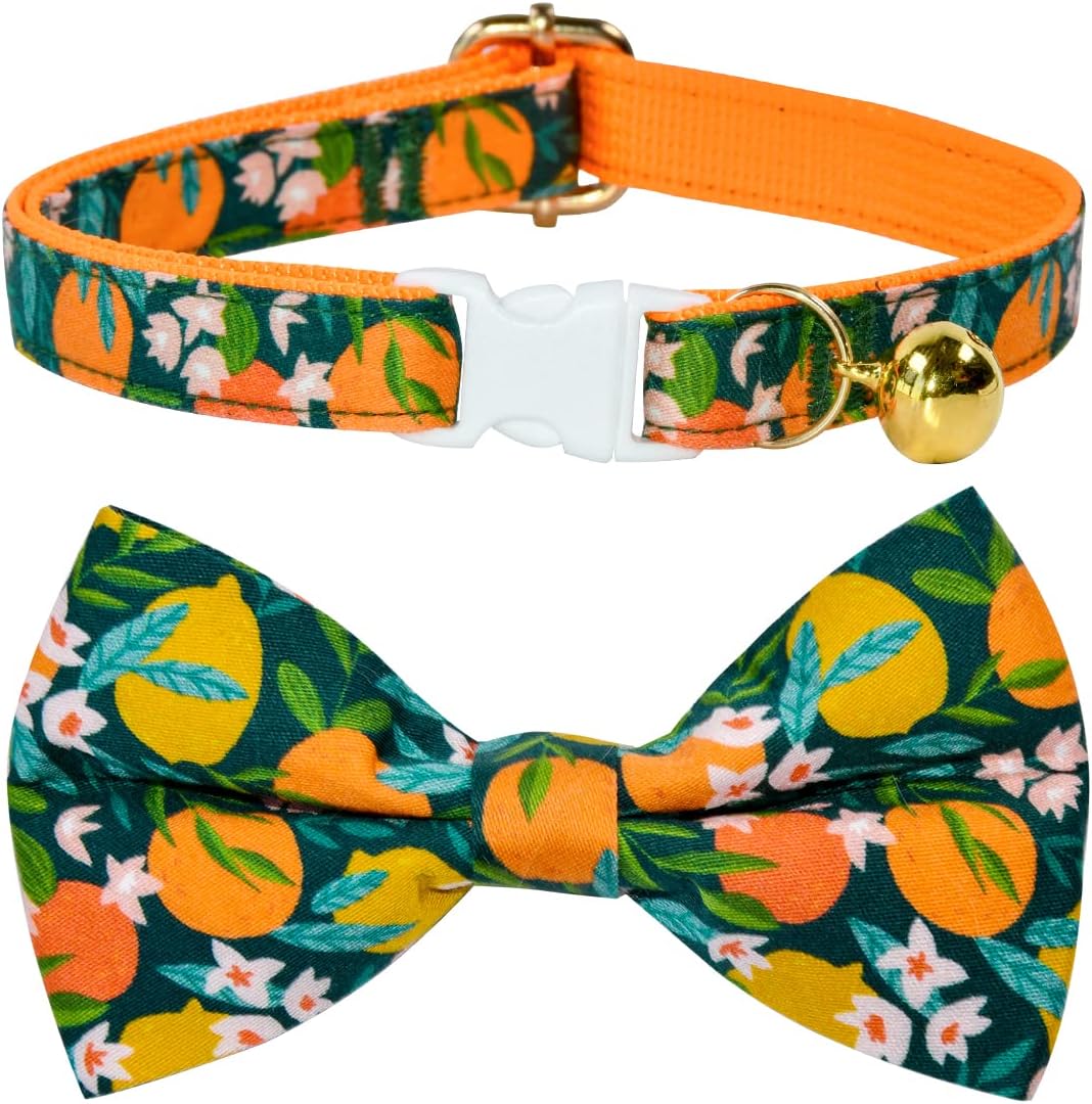 Orange Cat Collar Bow Tie Breakaway Safety Plastic Buckle