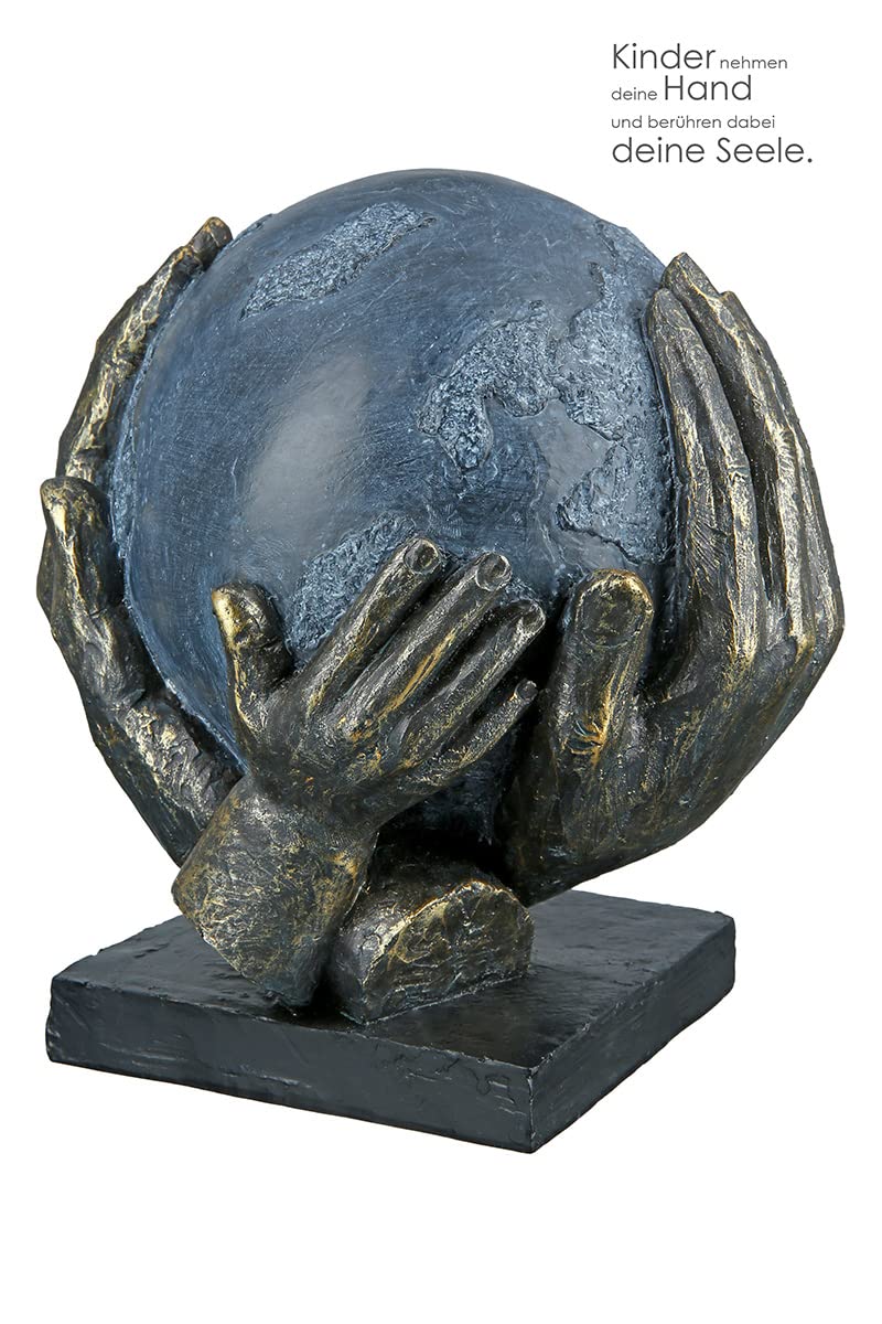 Casablanca Skulptur Save the World, Deko Figur Bronze, Grau, Kunstharz Statue Wohnzimmer, Büro Dekoration H. 19 cm x B. 18 cm - Moderne Skulpturen