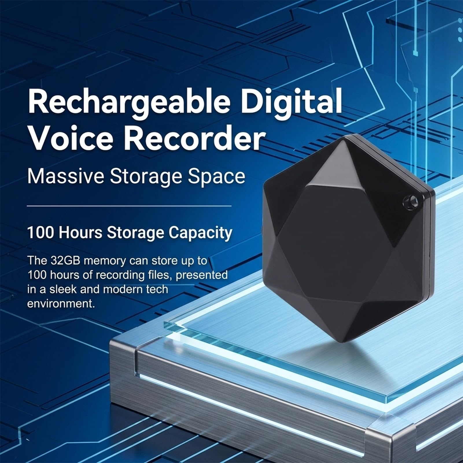 Mini Grabadora de Voz con Activación por Voz, Grabación HD de 192KBPS, Batería de Larga Duración y Cuerpo Magnético.Una grabadora de Voz Digital para entrevistas y Clases (32GB)