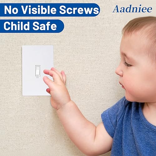 Miniatura 2 de Aadniee Placas de pared para interruptor de palanca sin tornillos, cubiertas de salida seguras para niños, tamaño estándar de 2.92 x 4.68 pulgadas,