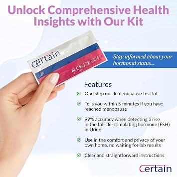 Certain Menopause Test Kit for Women 1 Test - Perimenopause Test Kit, FSH Test Menopause, Pre Menopause Test - Hormone Testing Kit Women, Menopause Tests for Accurate Results