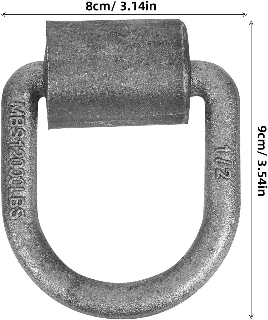 Cabilock 4pcs 1/2 Inch Welded D-Ring Anchor Heavy Duty Forged Steel Trailer Tie-Downs for Trucks Rv Cargo ATV Mooring